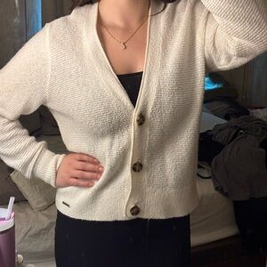 Abercrombie and Fitch Women's white Button-Up cardigan sweater XL